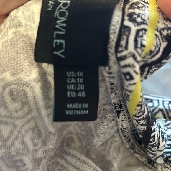 CYNTHIA ROWLEY Size 1X Black White Gray Yellow Stretch Maxi Skirt Geometric - Picture 5 of 6